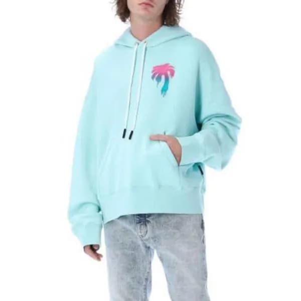 팜 엔젤스 남성 블루 후드티 - Palm Angels Mens Blue Hoodie - p… - 1
