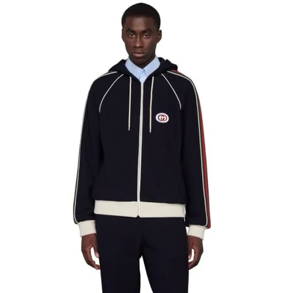 구찌 남성 네이비 후드티 - Gucci Mens Navy Hoodie - guc246x - 1