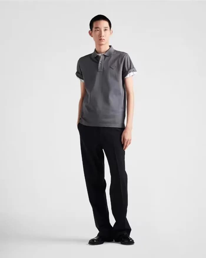 프라다 남성 그레이 반팔 폴로 티셔츠 - Prada Mens Gray Tshirts - p… - 1