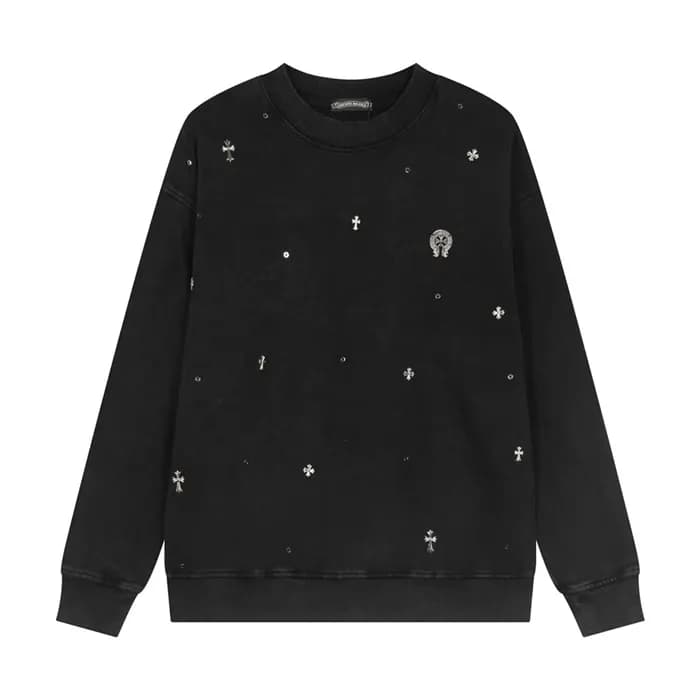 크롬하츠 남성 블랙 맨투맨 - Chrome Hearts Mens Black Tshirts … - 1