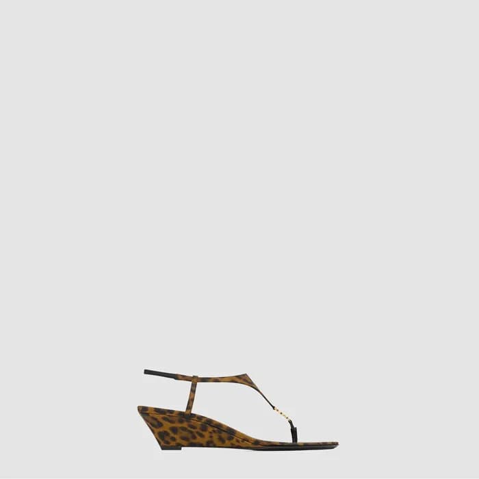 입생로랑 여성 레오파드 카산드라 웨지 - Saint Laurent Leopard-print… - 1
