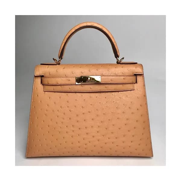 Hermes Kelly Ostrich Leather Tote Shoulder Bag ,32… - 1