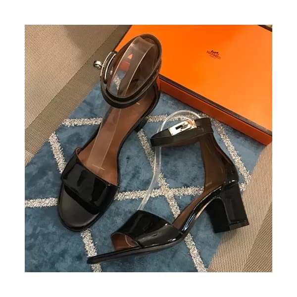 Hermes 2019 Ladies Leather Middle Heel Sandal - 에르… - 1