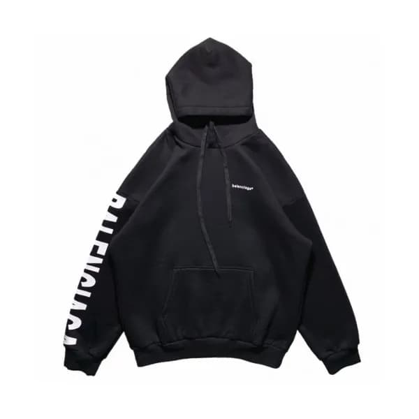 Balenciaga 2019 Mm/Wm Wave Logo Cotton Oversize Ho… - 1