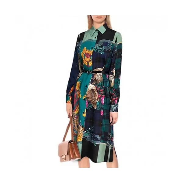 Ferragamo 2020 Womens Trendy Flower Silk Long Tshi… - 1