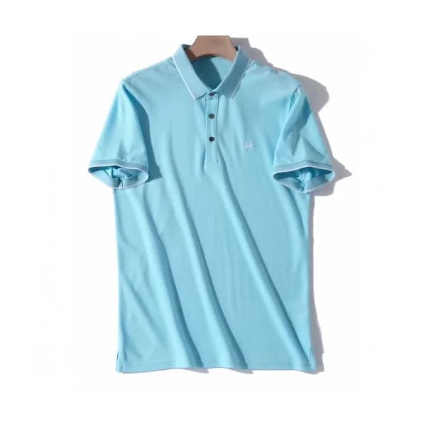 Hermes 2019 Mens Logo Cotton Polo Short Sleeved Ts… - 1
