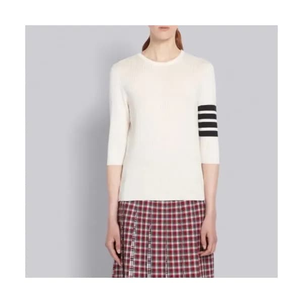 Thom Browne Womens Tshirts - 톰브라운 여성 화이트 반팔티 - Tho… - 1
