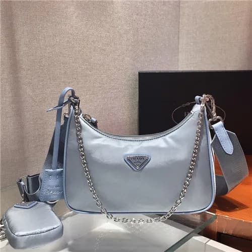 [프라다]Prada 2021 Women's Nylon Hobo Bag,22cm - … - 1