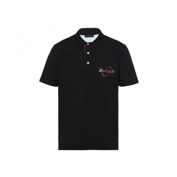 Prada Mens Basic Logo Short Sleeved Tshirts Black… - 1