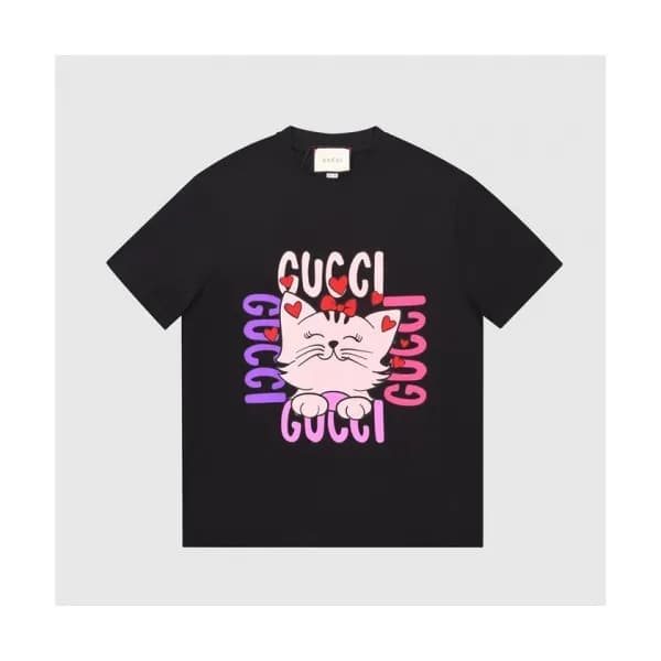 Gucci Mm/Wm Logo Short Sleeved Tshirts Black - 구찌… - 1