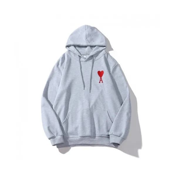 Ami Mens Logo Casual Cotton Hoodie Gray - 아미 2021… - 1
