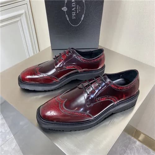 Prada 2021 Men's Leather Derby Shoes,PRAS0808 … - 1