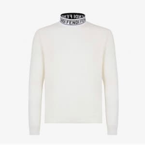 Fendi Mens Logo Crew-neck Sweaters White - 펜디 202… - 1
