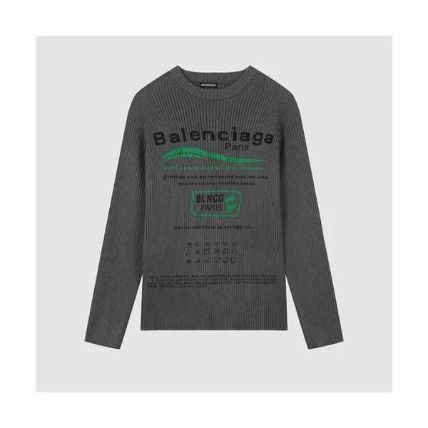 Balenciaga Mm/Wm Logo Crew-neck Sweaters Gray - 발… - 1
