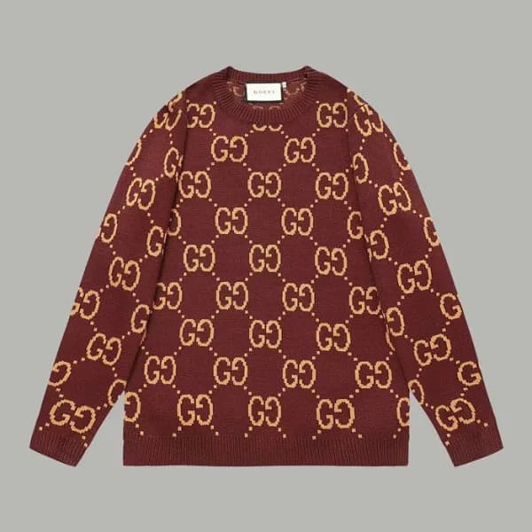 Gucci Mens Retro Logo Crew-neck Sweaters Red - 구찌… - 1