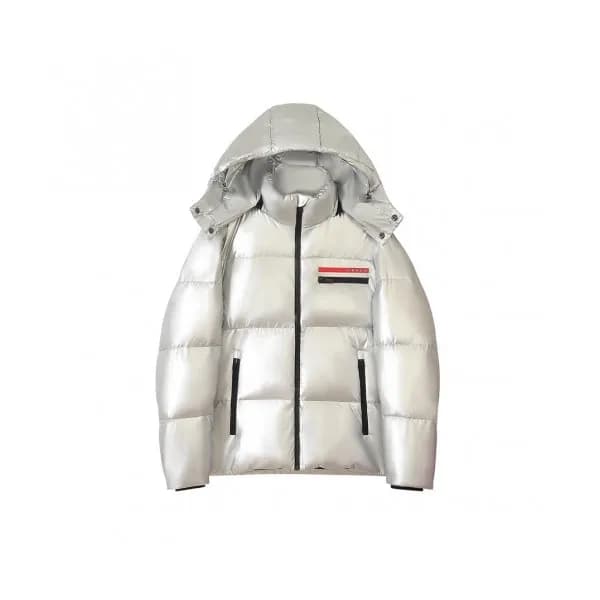 Prada Mm/Wm Logo Casual Duck Down Padding Silver … - 1