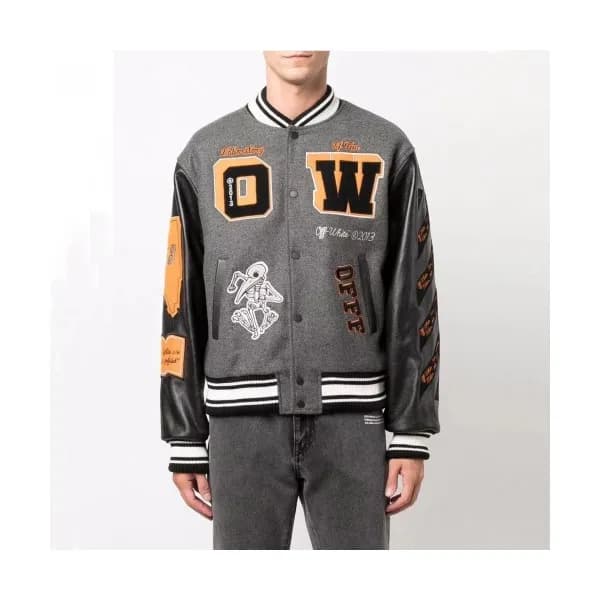 Off-white Unisex Logo Casual Jackets Gray - 오프화이트… - 1