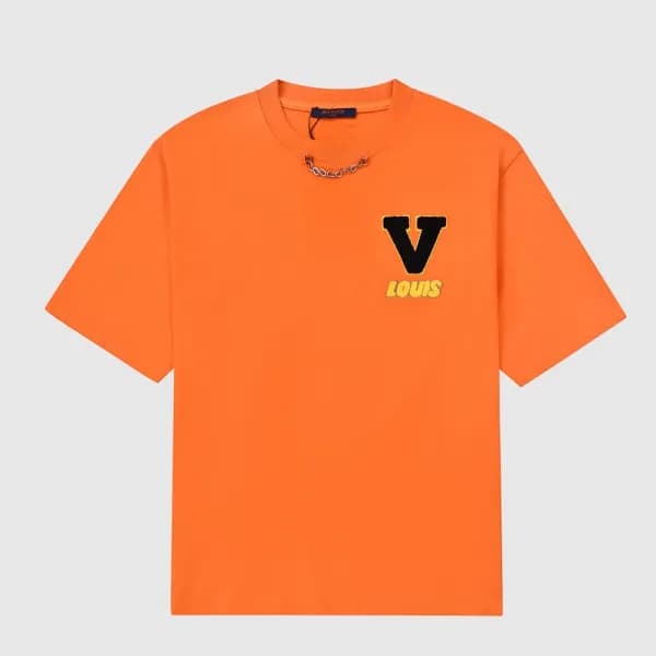 루이비통 남자 크루넥 오렌지 반팔티 - Unisex Orange Tshirts - lou0… - 1