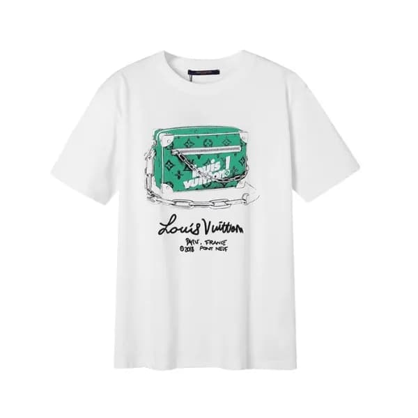 루이비통 남성 화이트 크루넥 반팔티 - Mens White Tshirts - lou0418… - 1