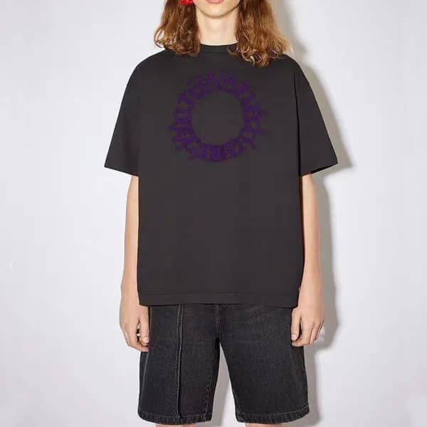 아크네 남/녀 블랙 크루넥 반팔티 - Unisex Black Tshirts - ane014… - 1
