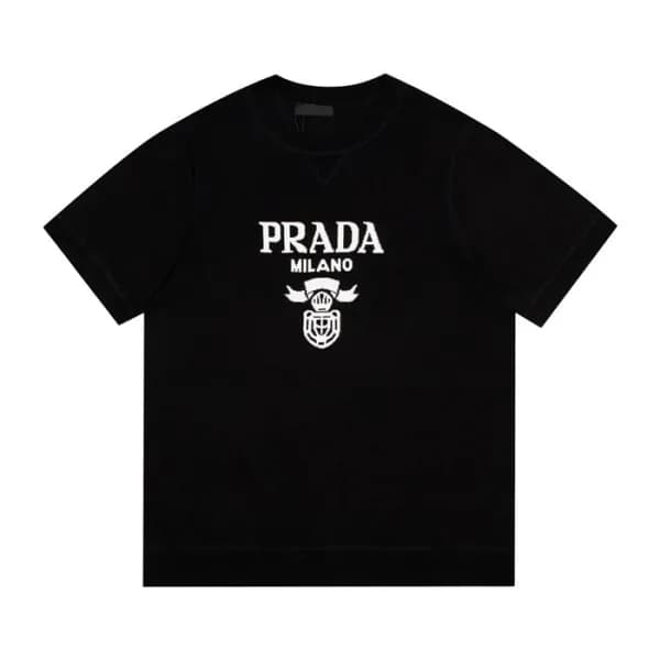 프라다 남성 크루넥 블랙 반팔티 - Mens Black Tshirts - Pra02702x - 1