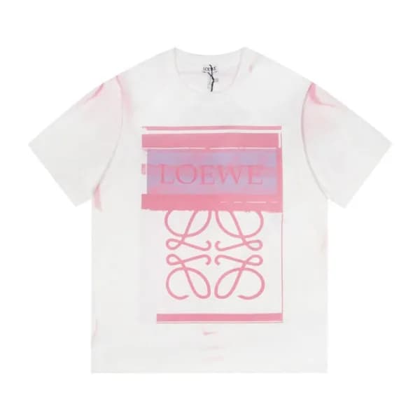 로에베 남성 이니셜 화이트 반팔티 - Mens White Tshirts - loe0164x - 1
