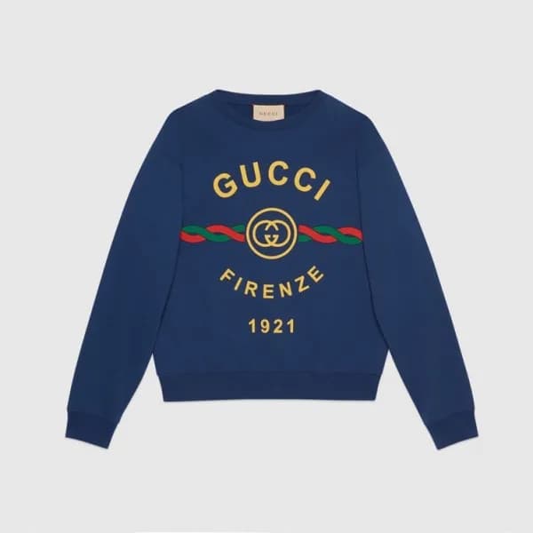 구찌 남/녀 캐쥬얼 블루 맨투맨 - Unisex Blue Tshirts - Guc04987… - 1