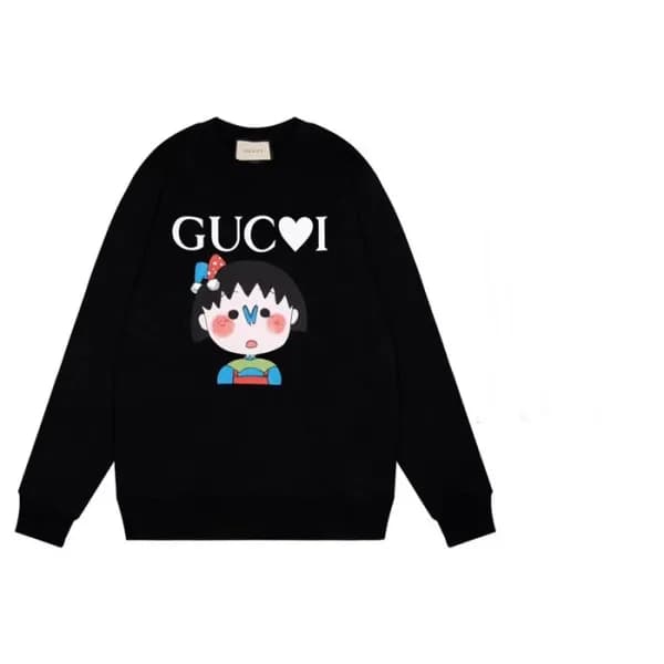 구찌 남/녀 캐쥬얼 블랙 맨투맨 - Unisex Black Tshirts - Guc0510… - 1