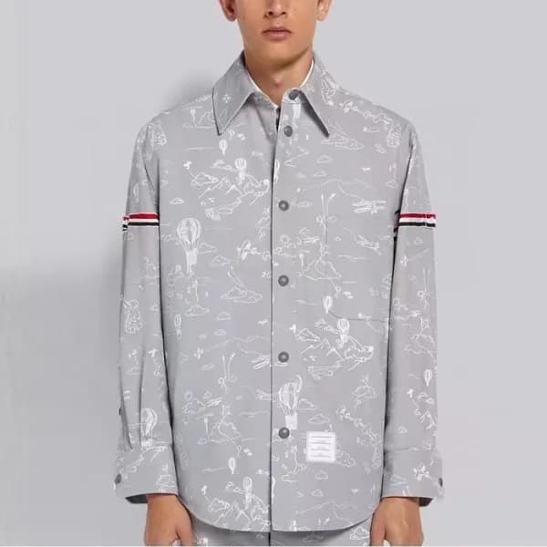 톰브라운 남성 그레이 셔츠 - Thom Browne Mens Dress Shirts - t… - 1