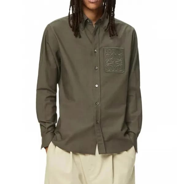 로에베 남성 클래식 카키 셔츠 - Loewe Mens Khaki Tshirts - loe0… - 1