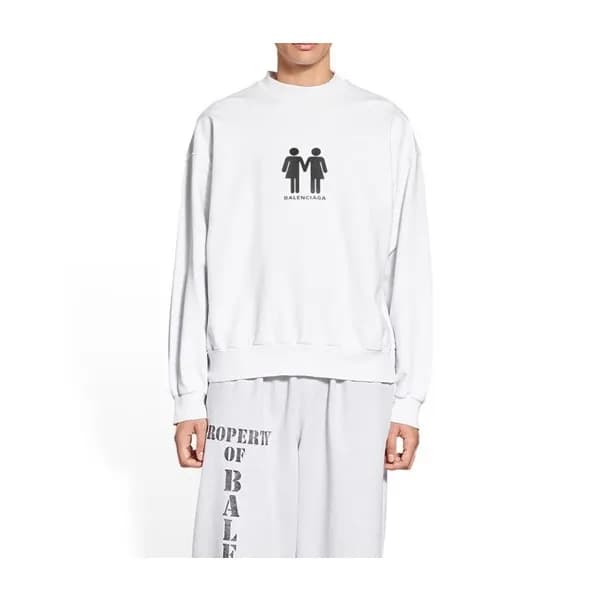 발렌시아가 남성 화이트 맨투맨 - Balenciaga Mens White Tshirts -… - 1
