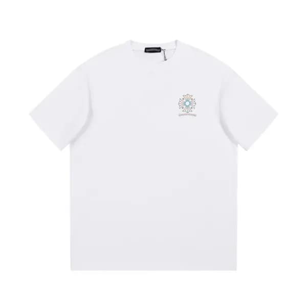 크롬하츠 남성 화이트 크루넥 반팔티 - Chrom Hearts Mens White Shor… - 1