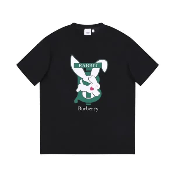 버버리 남성 블랙 크루넥 반팔티 - Burberry Mens Black Tshirts - … - 1