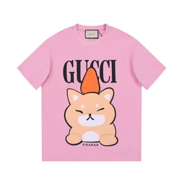 구찌 남/녀 핑크 크루넥 반팔티 - Gucci Unisex Pink Short sleeve… - 1