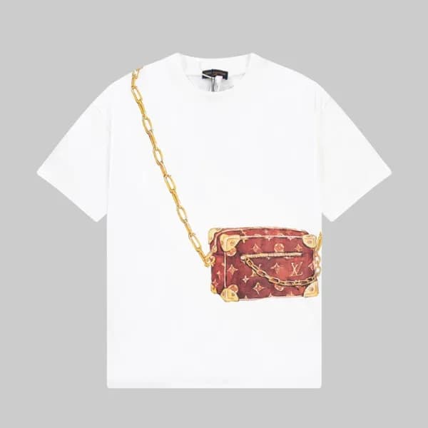 루이비통 남성 화이트 크루넥 반팔티 - Louis vuitton Mens White Sho… - 1