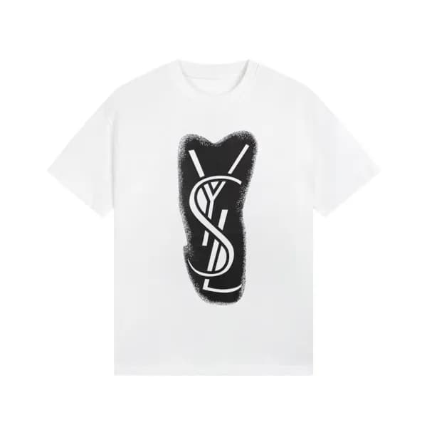 입생로랑 남성 화이트 크루넥 반팔티 - Saint laurent Mens White Sho… - 1