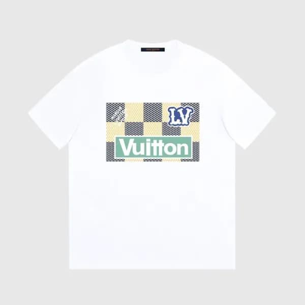 루이비통 남성 크루넥 화이트 반팔티 - Louis vuitton Mens White Sho… - 1