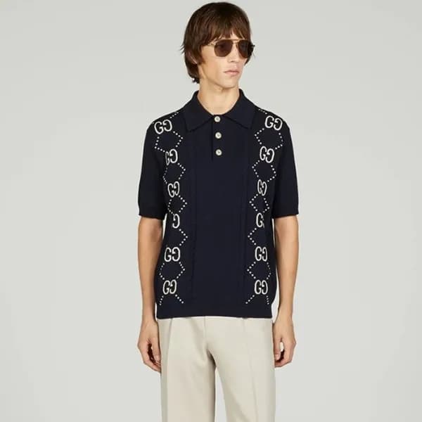 구찌 남성 네이비 폴로 반팔티 - Gucci Mens Navy Short sleeved T… - 1