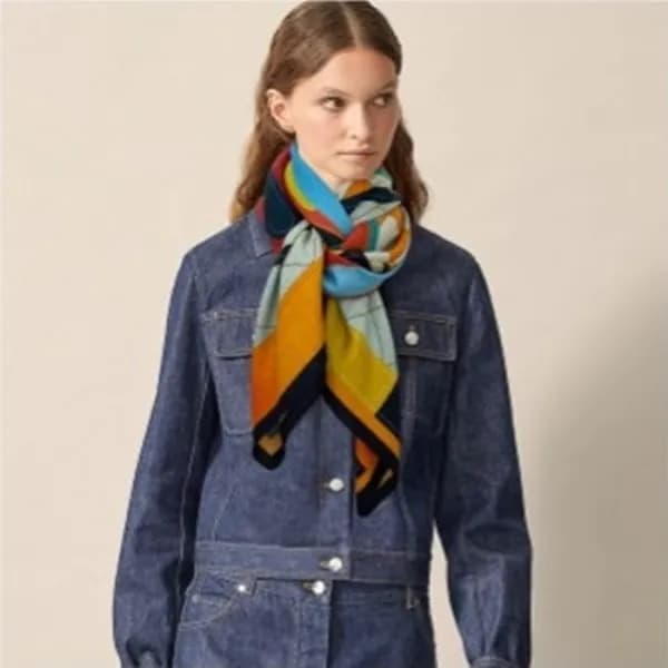 에르메스 여성 블루 양면 스카프 - Hermes Womens Blue Scarf - he4… - 1