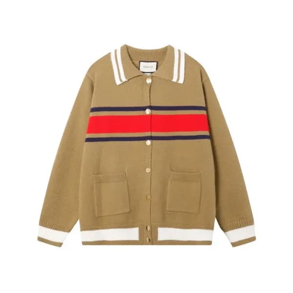 구찌 여성 카멜 폴로 가디건 - Gucci Womens Camel Cardigan - gu… - 1