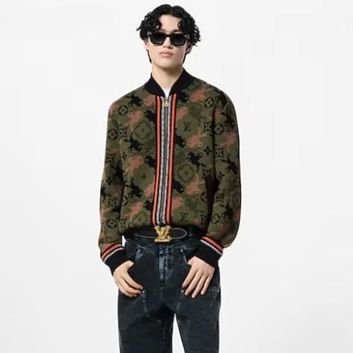 루이비통 남성 봄버 블루종 - Louis vuitton Mens Jacquard Wool … - 1