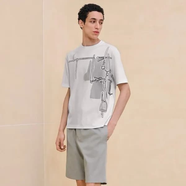 에르메스 남성 라운드 반팔티 - Hermes Mens Round Tshirt - hec48… - 1