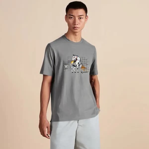에르메스 남성 라운드 반팔티 - Hermes Mens Round Tshirt - hec52… - 1
