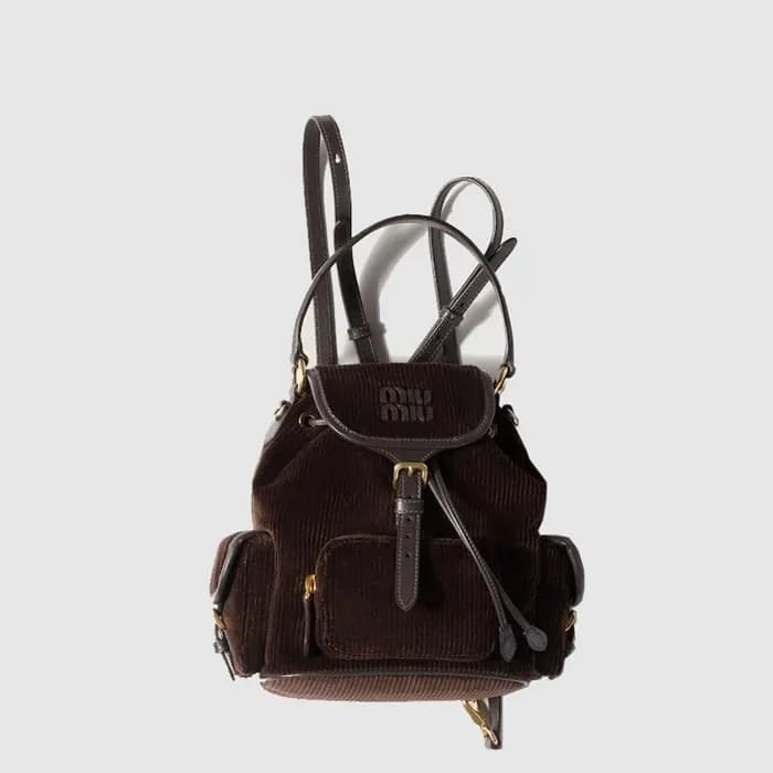 미우미우 여성 코듀로이 백팩 - MiuMiu Womens Corduroy Backpack … - 1