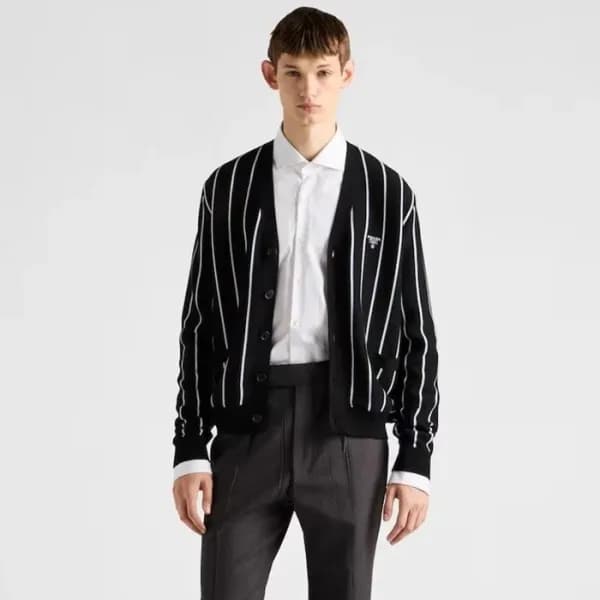 프라다 남성 브이넥 가디건 - Prada Mens V-neck Cardigan - prc1… - 1