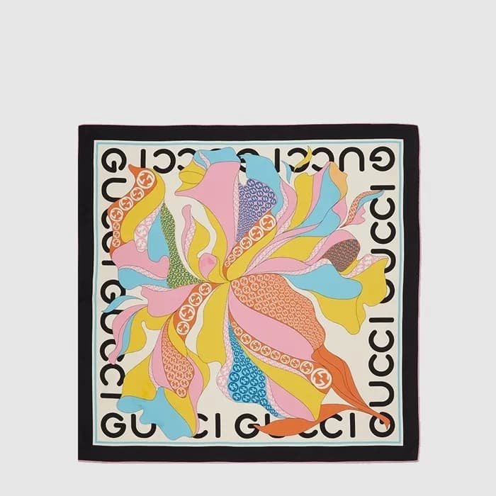 구찌 여성 로고 플라워 프린팅 스카프 - Gucci Womens Logo Flower Print Scarf - acc8991x - 1