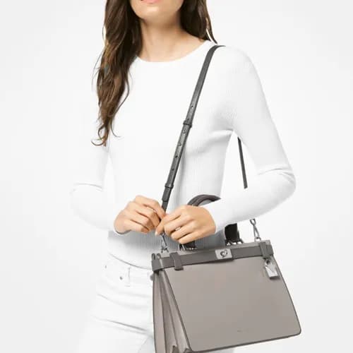 Michael Kors Leather Taatiana Tote Shoulder Bag, 3… - 1