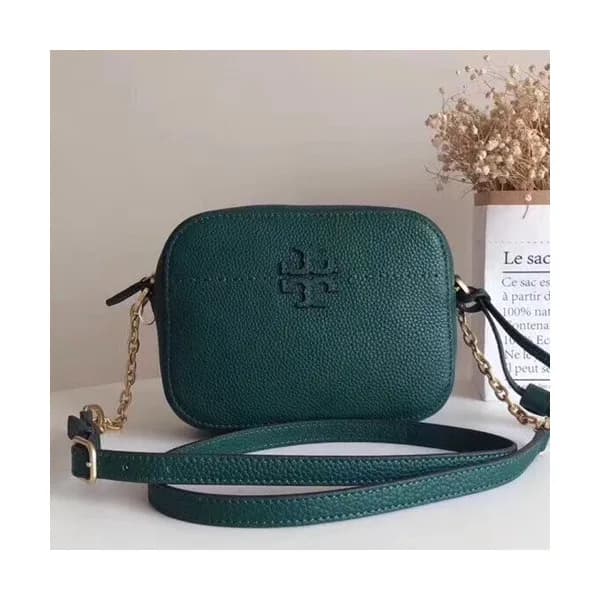 Tory Burch Leather Green Mcgraw Tassel Camera Shou… - 1