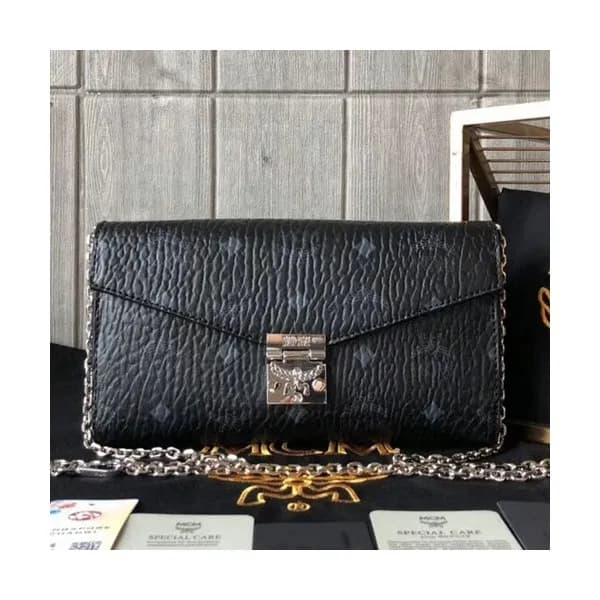 MCM 2019 Millie Visetos Leather Chain Shoulder Cro… - 1