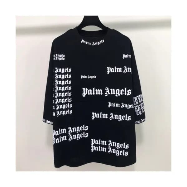 Palm Angels 2019 Mens Neck Logo Cotton Short Sleev… - 1